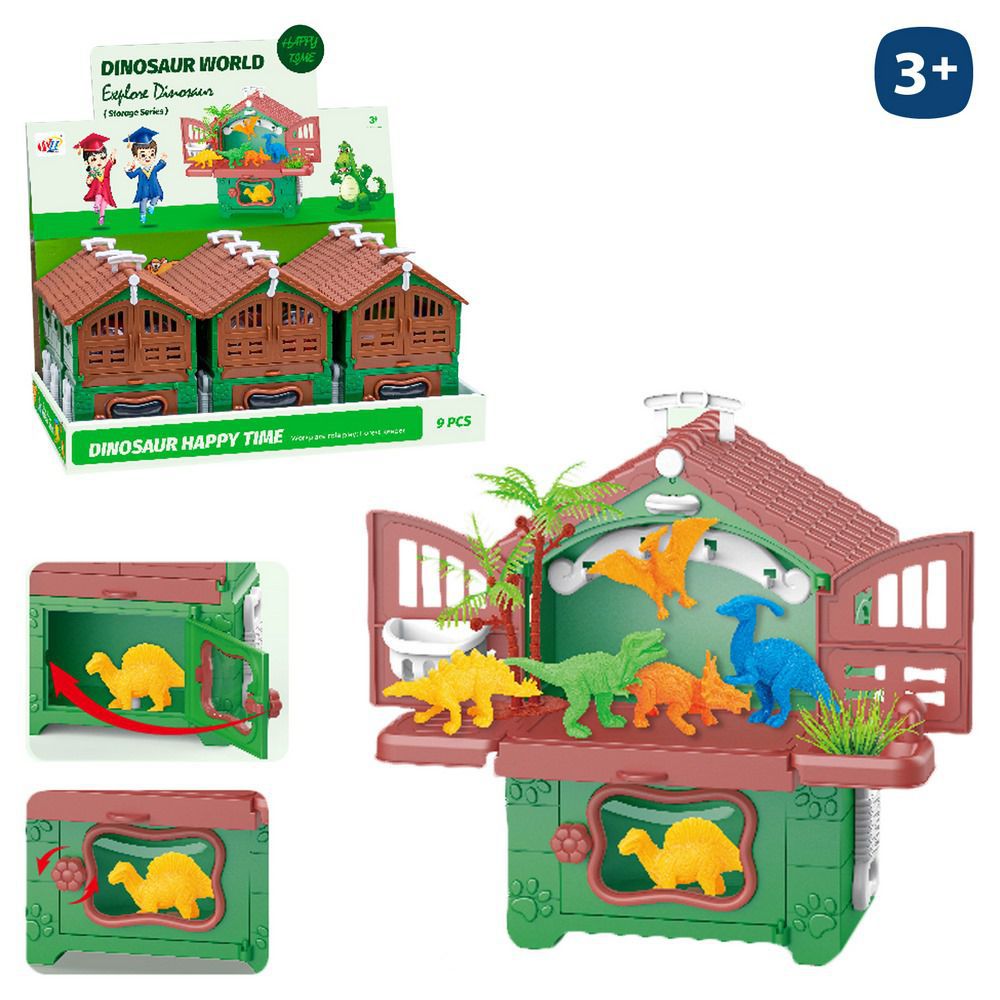 CASA CON DINOSAURIOS CON ACCESORIOS 12 X 16 CM CAJA EXPOSITORA 9 UDS