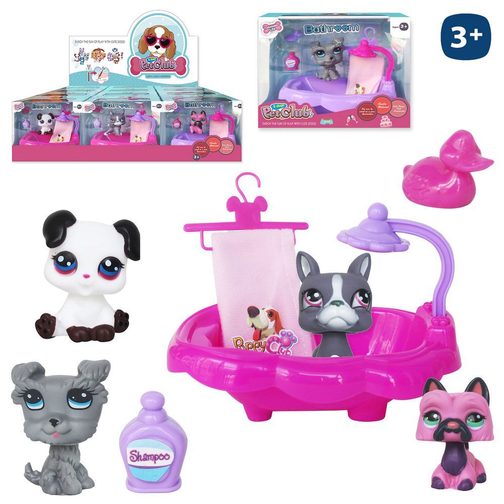 BAÑERA MASCOTA CON ACCESORIOS 4/M CAJA VENTANA 17X13 CM- CAJA EXPOSITORA 12 UDS