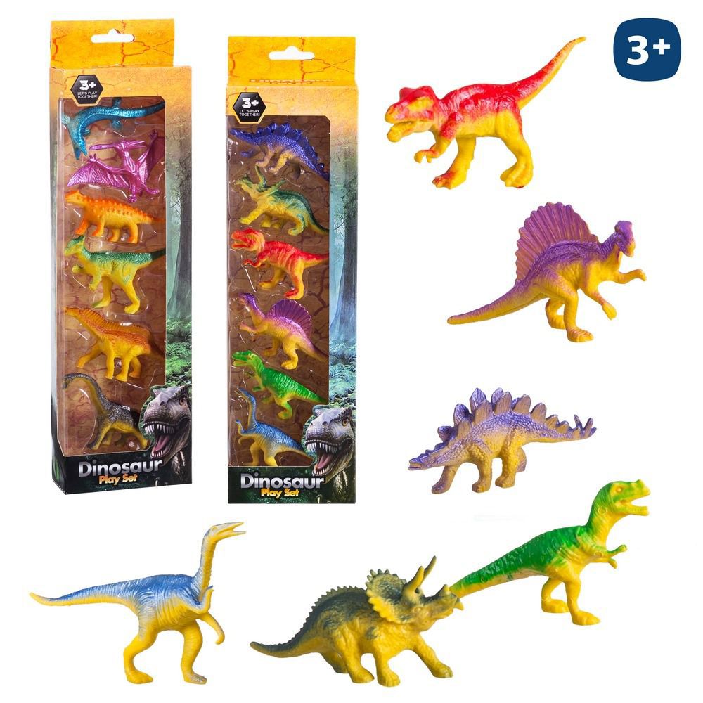 S/6 DINOSAURIOS 10 CM BLISTER CAJA VENTANA 10X34 CM.