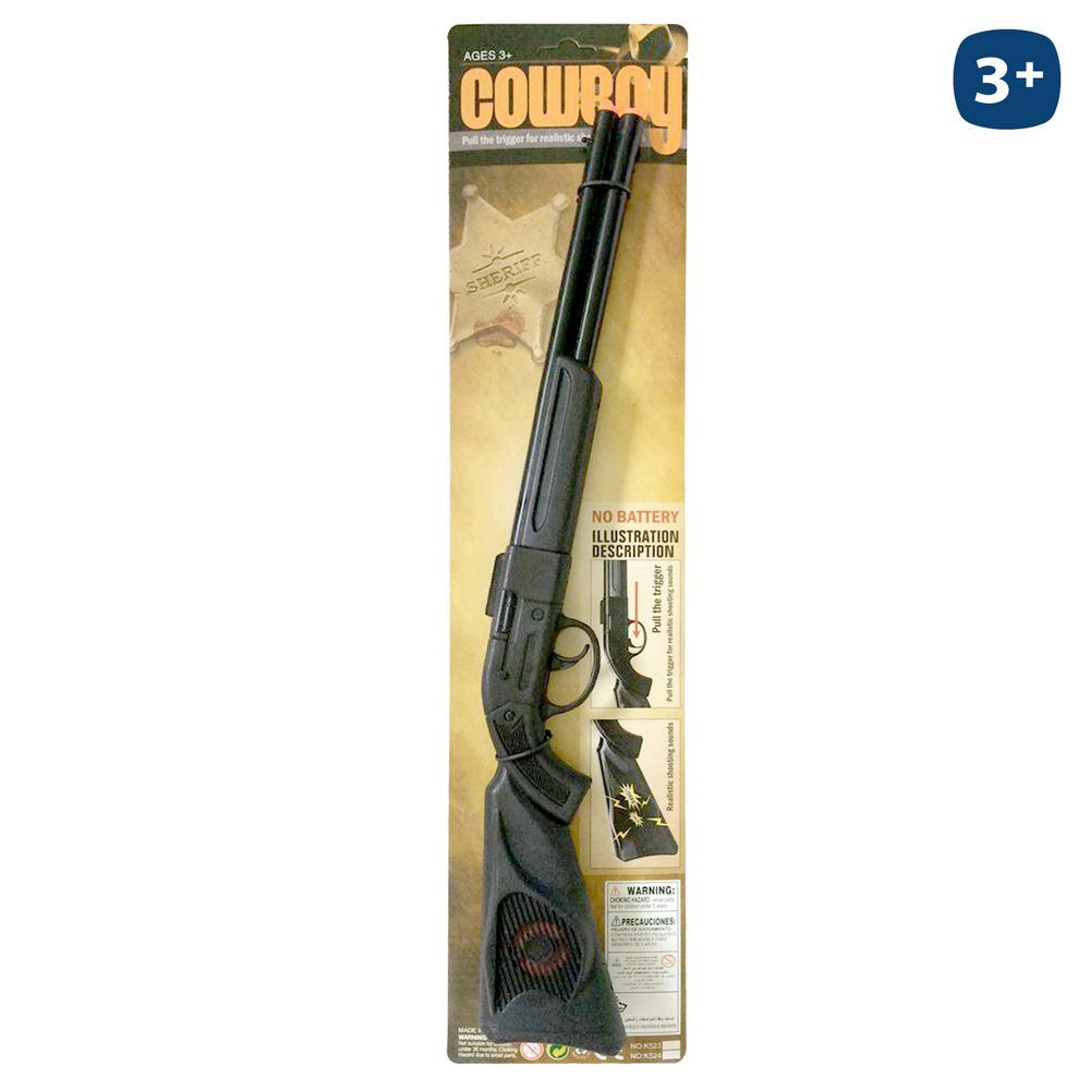 ESCOPETA CON SONIDO 50 CM ESCOPETA COWBOY CON SONIDO ECO. CARTON 13X57 CM.