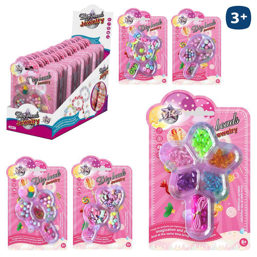 CUENTAS COLLARES Y PULSERAS 5/M BLISTER 12X20 CM- CAJA EXPOSITORA 20 UDS