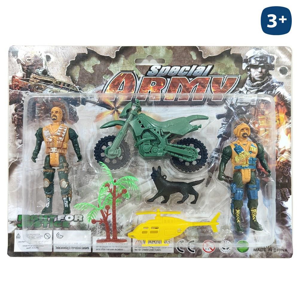 S/2 FIGURA MILITAR CON VEHÍCULO 11 CM BLISTER 28X22 CM.