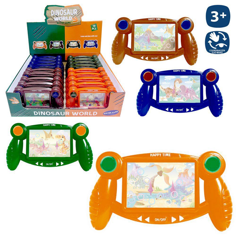 JUEGO AGUA HABILIDAD DINOSAURIOS 4/M 14 X 7 CM CAJA EXPOSITORA 18 UDS