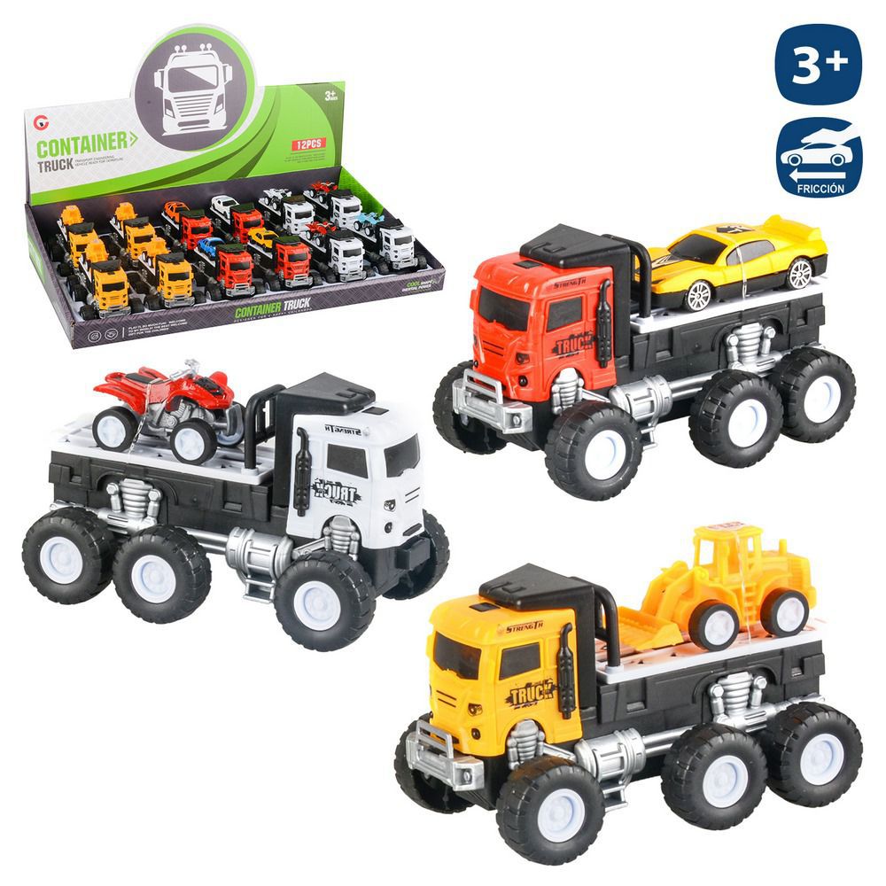 CAMIÓN 6 RUEDAS MEGA CON REMOLQUE 3/M 13 X 8 CM CAJA EXPOSITORA 12 UDS