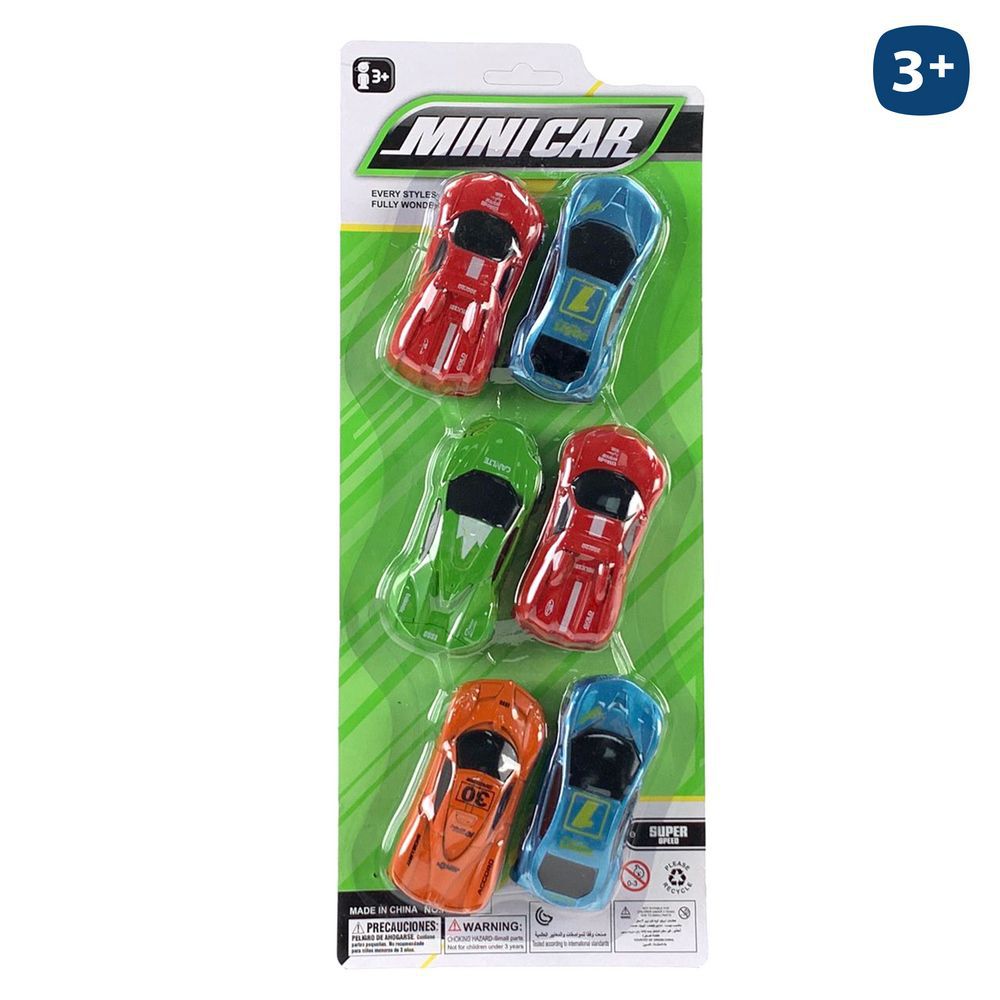 S/6 COCHE SPORT 8 CM BLISTER 14X35 CM.