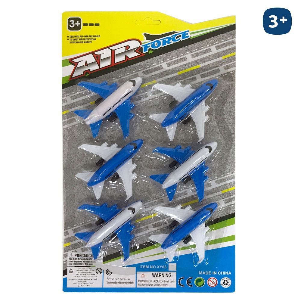 S/6 AVIÓN PASAJEROS FRICCIÓN 9 X 9 CM BLISTER 20X34 CM.
