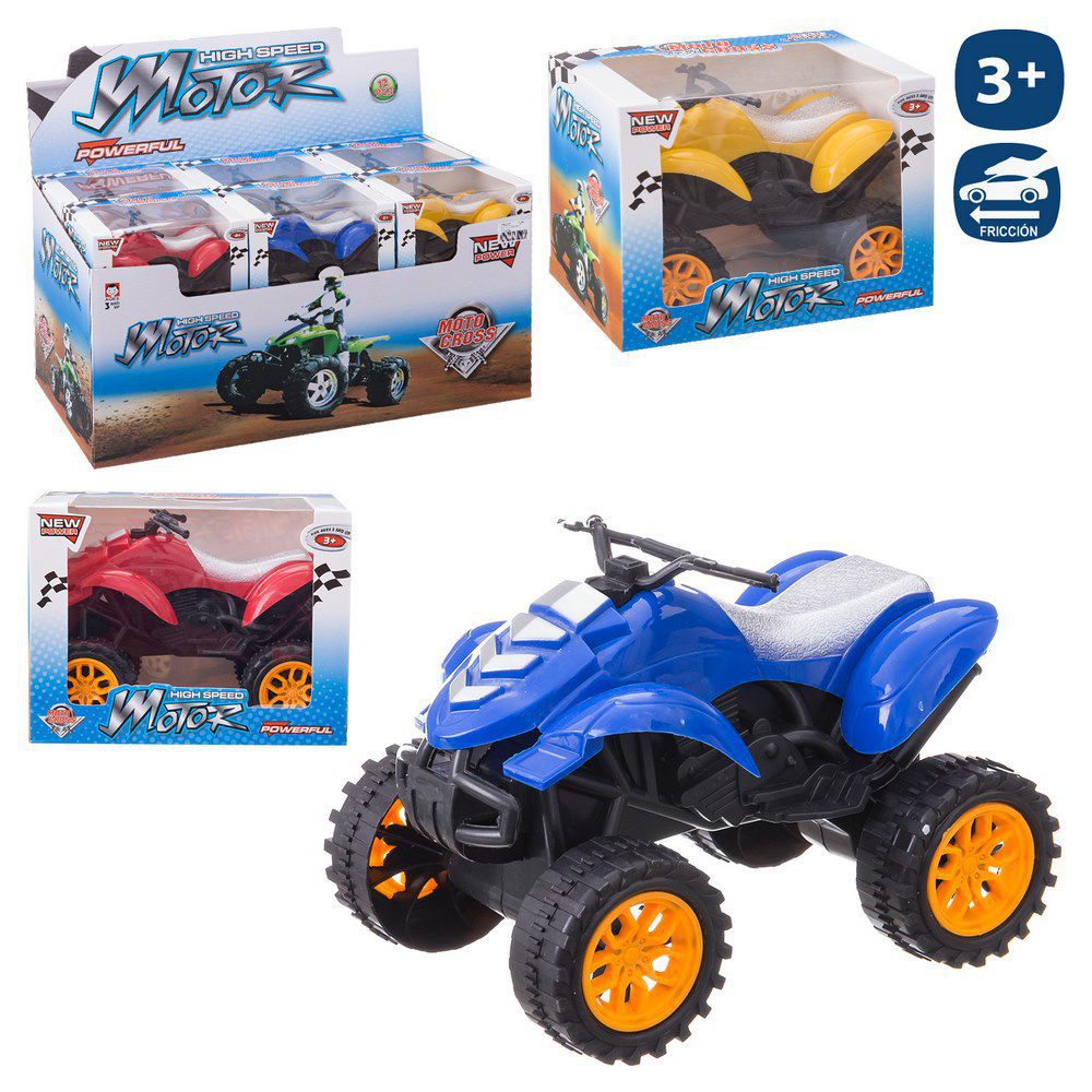 MOTO QUAD FRICCIÓN 3/C 15 CM CAJA VENTANA 15X11 CM - CAJA EXPOSITORA 12 UDS