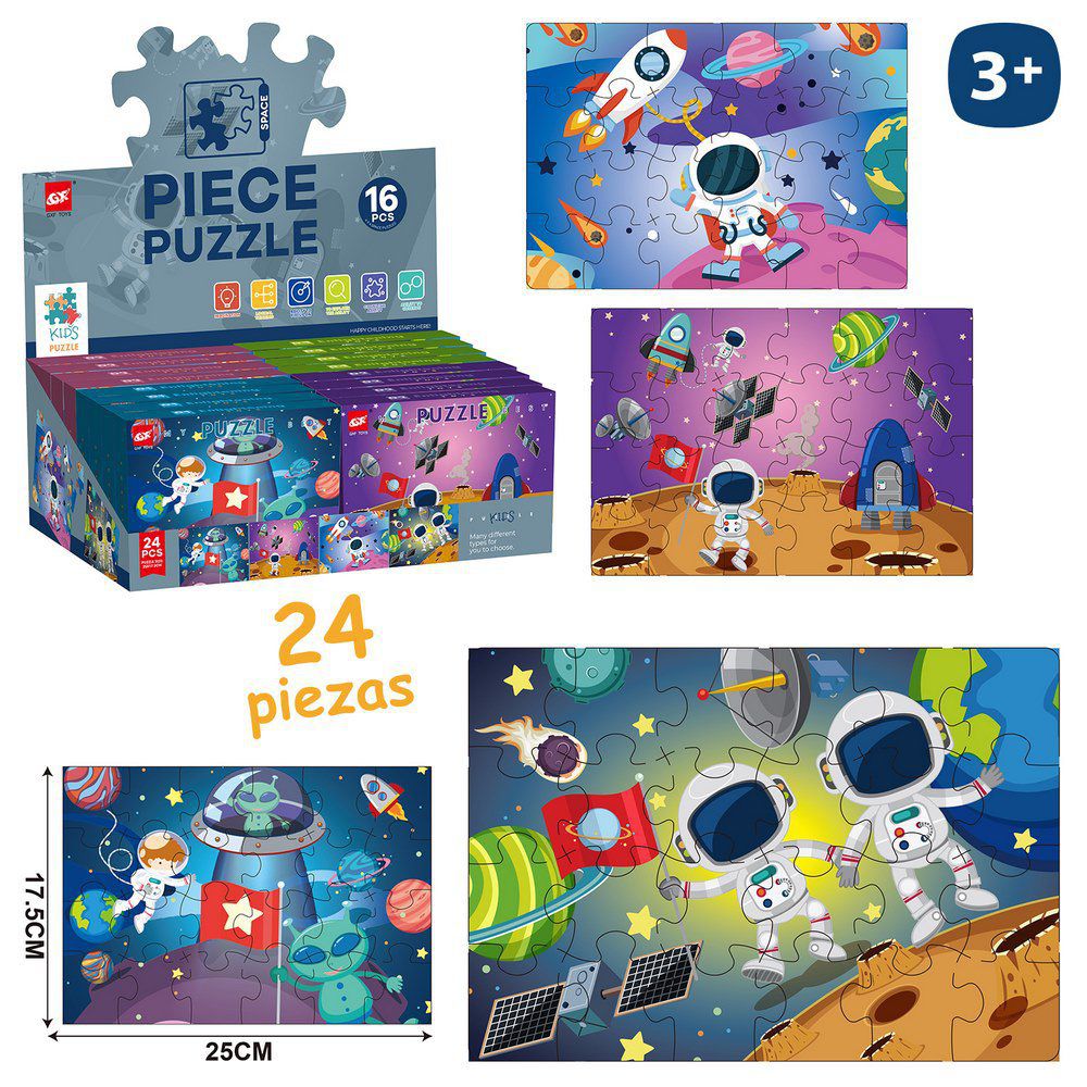 PUZZLE 24 PCS ESPACIO 4/M 25 X 17,50 CM PUZZLE 24 PZAS ESPACIO 4M. CAJA IMPRESA 15X12 CM.