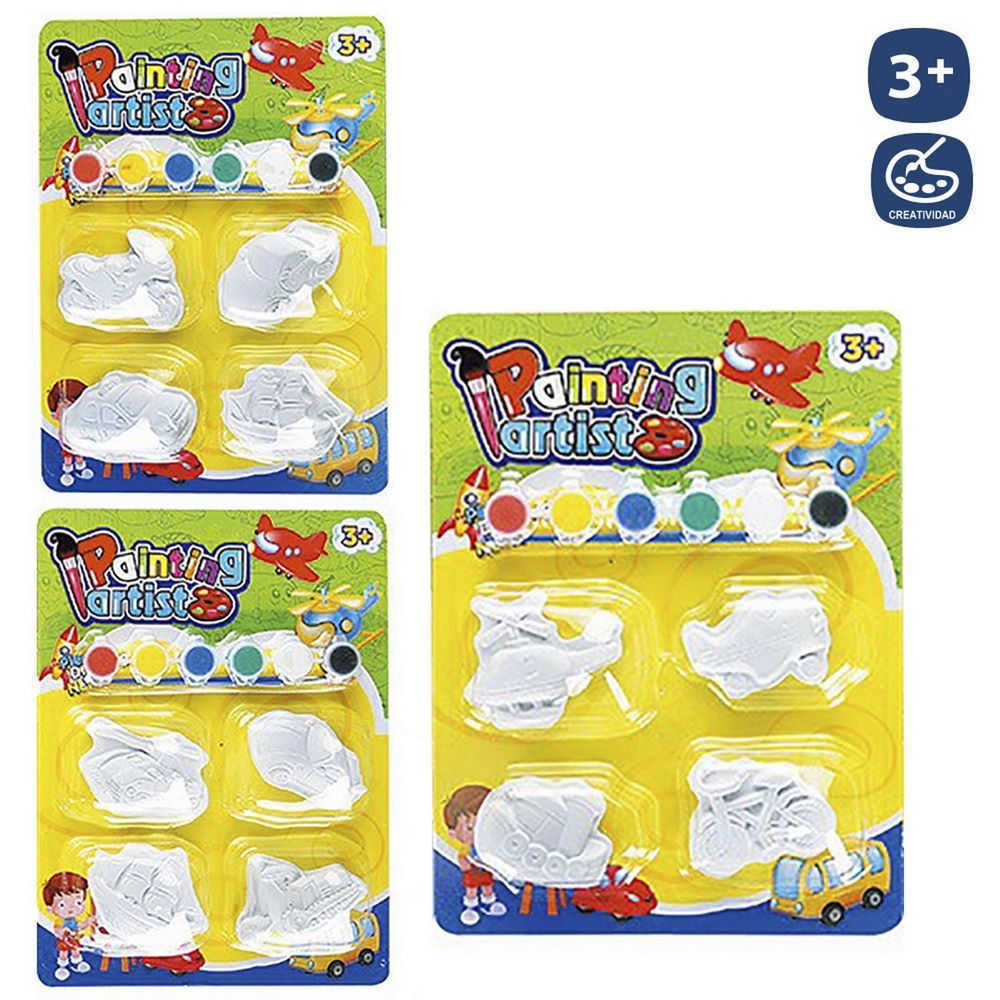 S/5 MOLDE YESO PARA PINTAR VEHICULO 3/M INCLUYE PINTURAS Y PINCEL ANIMALES SELVA. BLISTER 22X29 CM.