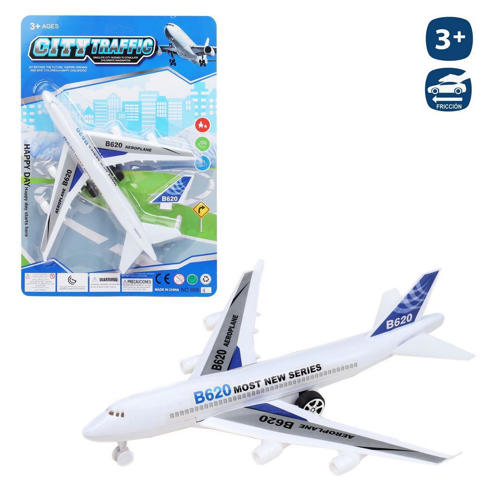 AVIÓN PASAJEROS FRICCIÓN 2/C 22 X 21 CM BLISTER 22X31 CM.