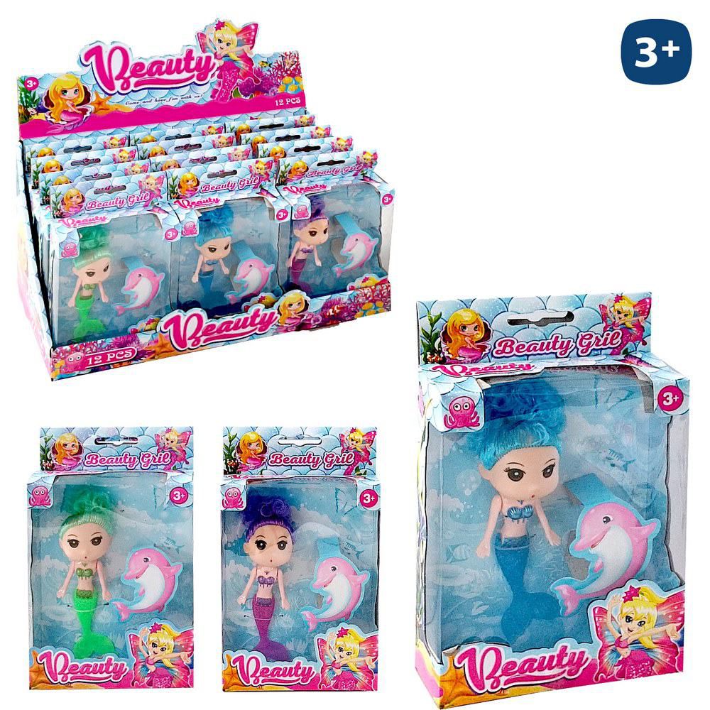 MUÑECA SIRENITA 4/C 17 CM BLISTER CAJA VENTANA 13X21 CM. CAJA EXPOSITORA 9 PCS
