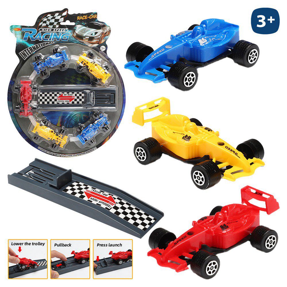 S/6 COCHE CARRERAS CON LANZADOR 9 CM BLISTER 28X35 CM.