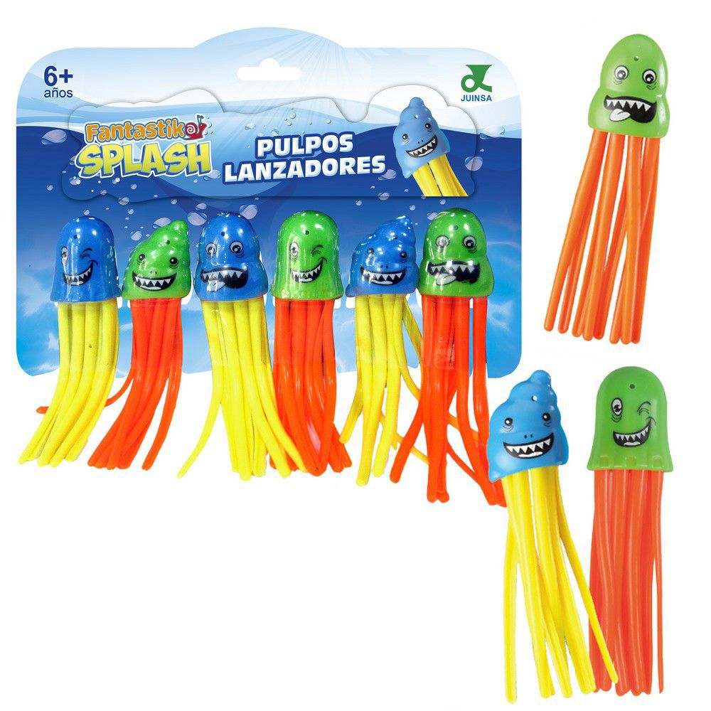 S/6 LANZADOR PISCINA MEDUSA 13 CM FLUORESCENTE EMOTICONOS.BLISTER 23X22 CM.