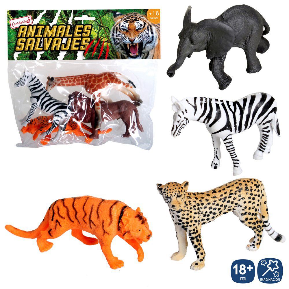 S/4 ANIMALES SALVAJE VINILO 4/M 11 CM BOLSA CON PESTAÑA