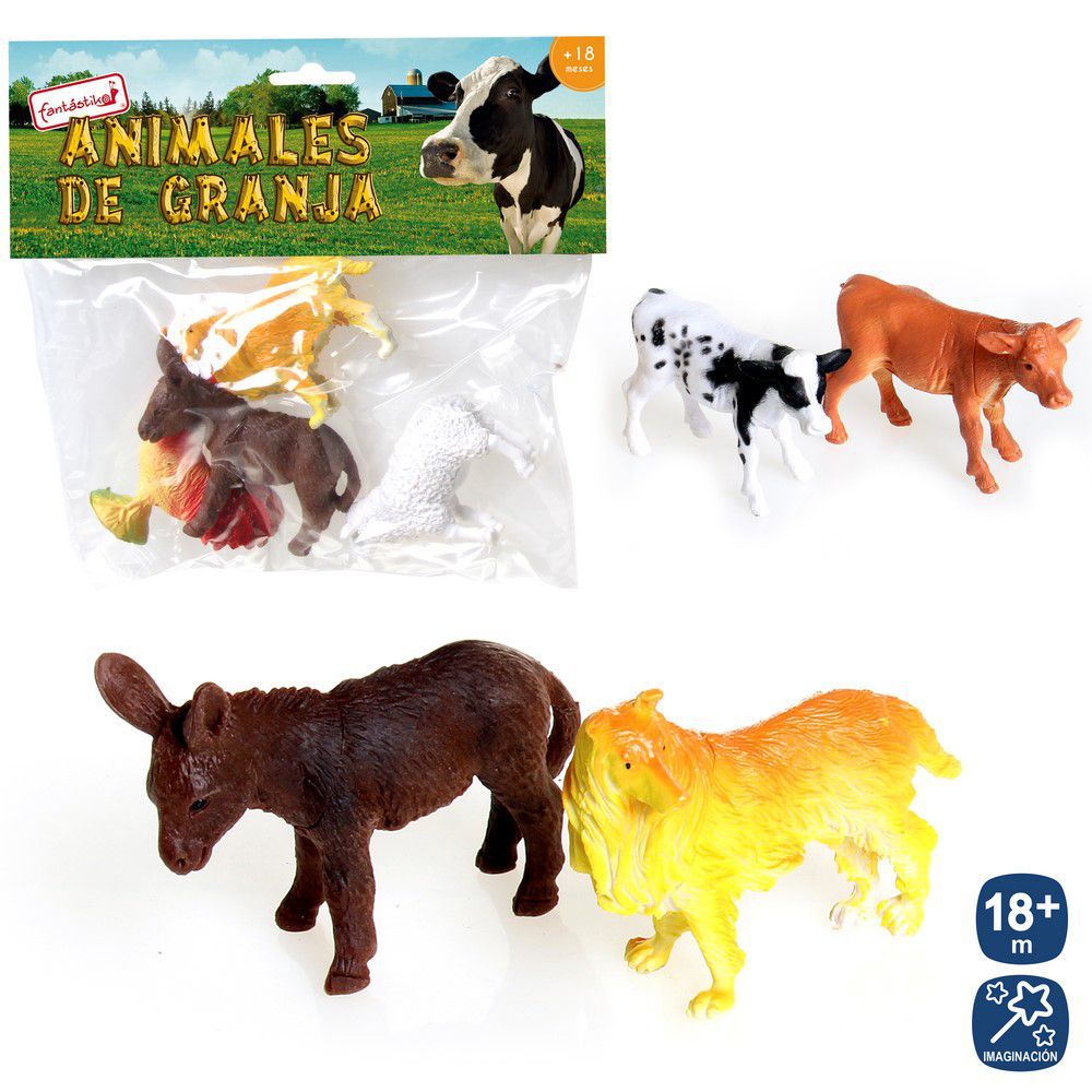S/4 ANIMALES DE GRANJA VINILO 2/M 11 CM BOLSA CON PESTAÑA