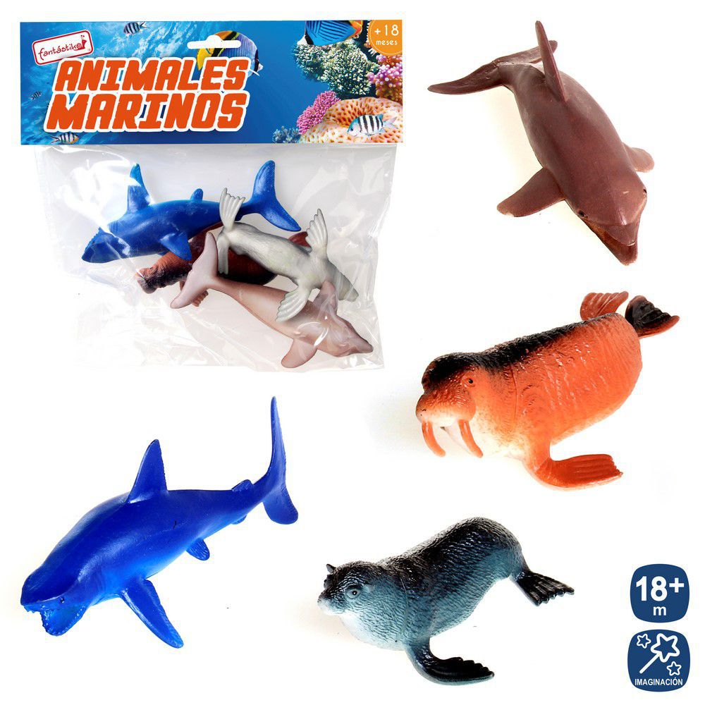 S/4 ANIMALES MARINO VINILO 4/M 13 CM BOLSA CON PESTAÑA