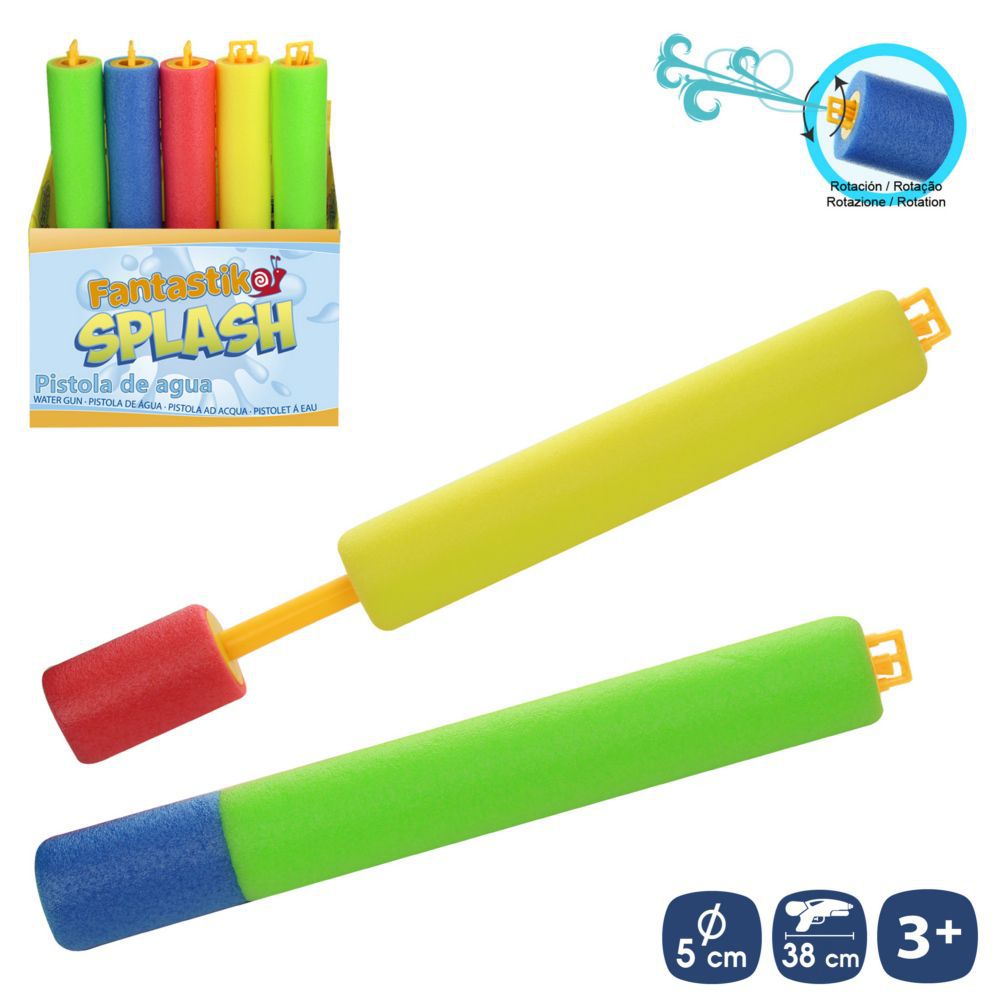 PISTOLA DE AGUA DIFUSOR 'FOAM' 4/C 5 X 38 CM CAJA EXPOSITORA DE 24 UNIDADES.