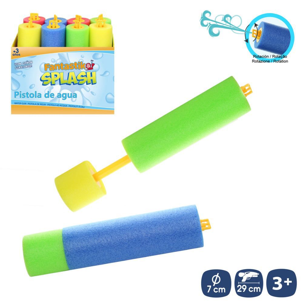 PISTOLA DE AGUA DIFUSOR 'FOAM' 4/C 7 X 29 CM CAJA EXPOSITORA DE 12 UNIDADES.