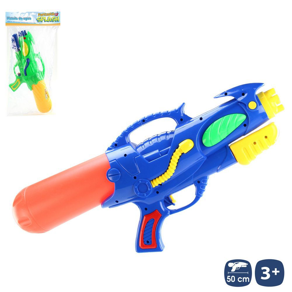PISTOLA DE AGUA CON CEBADOR 2/C 50 CM BOLSA CON PESTAÑA.