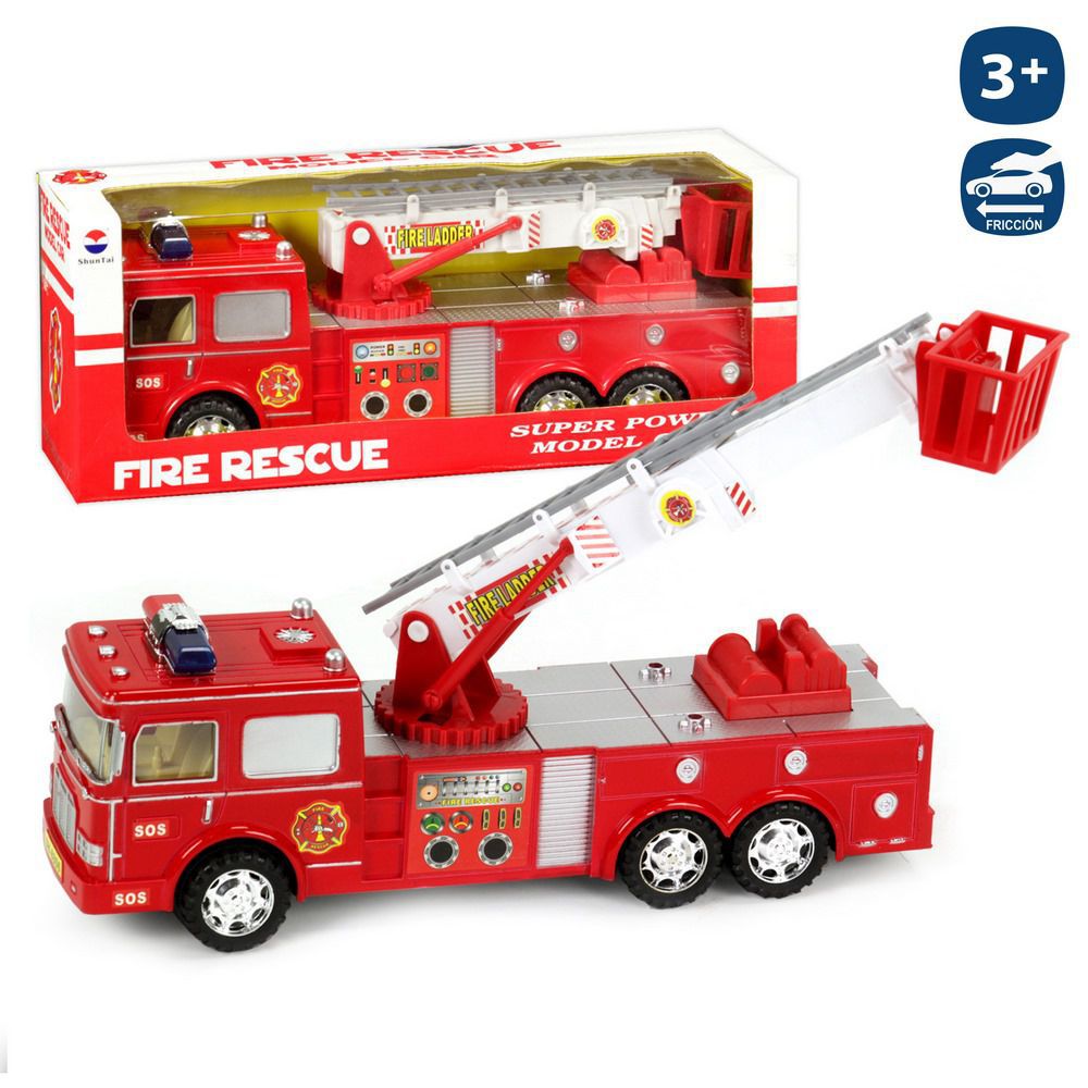 CAMIÓN BOMBEROS FRICCIÓN 30 CM CAJA VENTANA 32X12 CM