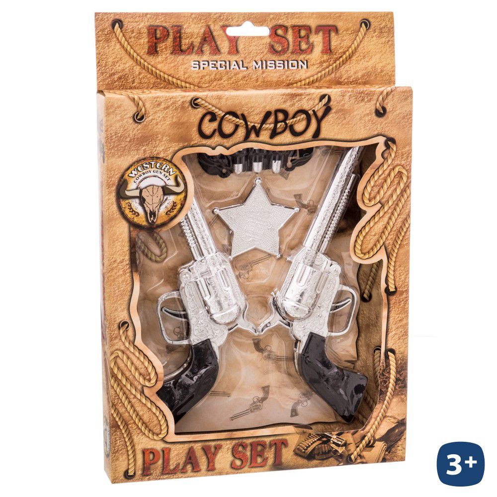 S/2 PISTOLA VAQUERO ACC. EN CAJA 20 CM CAJA BLISTER 20X30 CM.