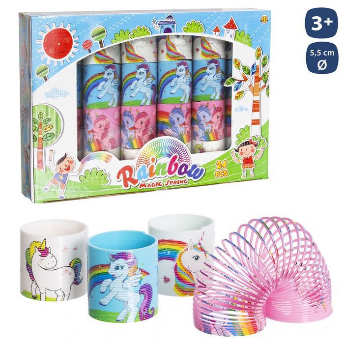 MUELLE UNICORNIO 3/C 5,50 X 5,50 CM CAJA ACETATO DE 24 PIEZAS.