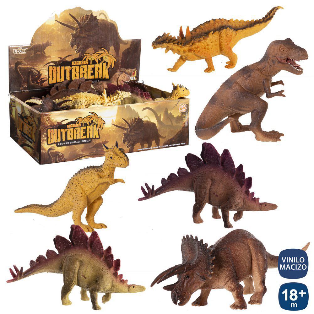 DINOSAURIO VINILO 6/M 18 CM CAJA EXPOSITORA DE 12 PIEZAS.