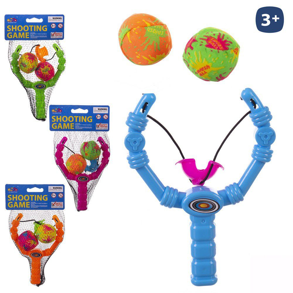 TIRACHINAS 2 BOLA TEJIDO 4/C 15 CM CON 2 PELOTAS TELA. RED CON PESTAÑA
