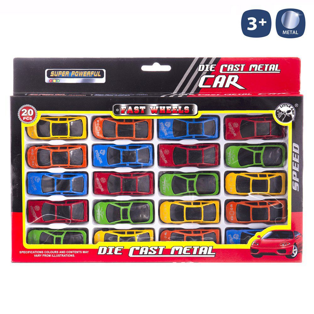 S/20 COCHE DEPORTIVO RUEDA LIBRE METAL BLISTER CAJA 32X22 CM.