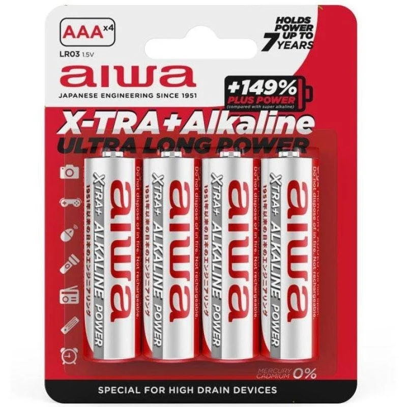 Pack 4 pilas Alcalinas AIWA AB-AAALR03 en blister