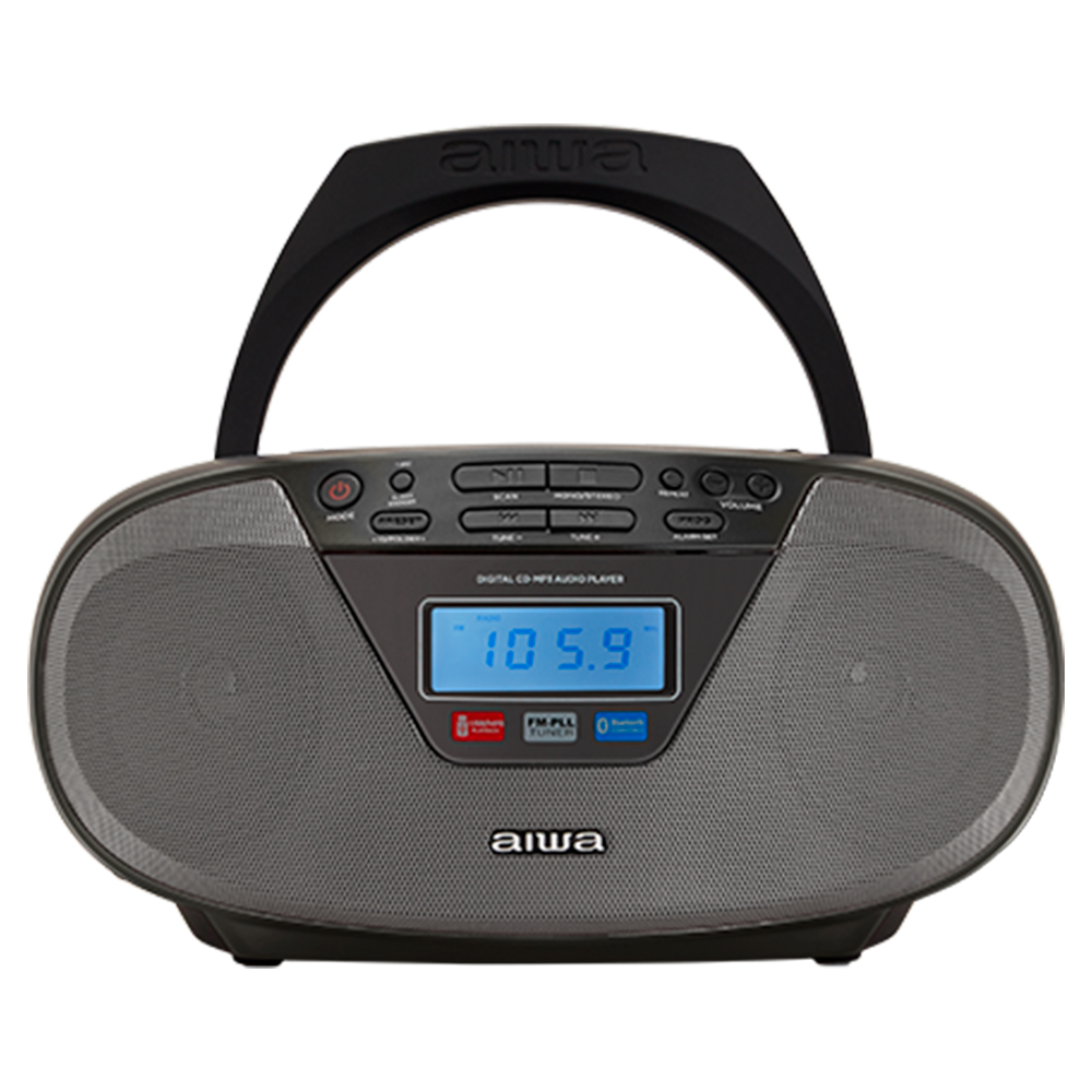 Reproductor portátil de CD/MP3/BT estéreo AIWA BBTU-400BK AC/DC color Negro