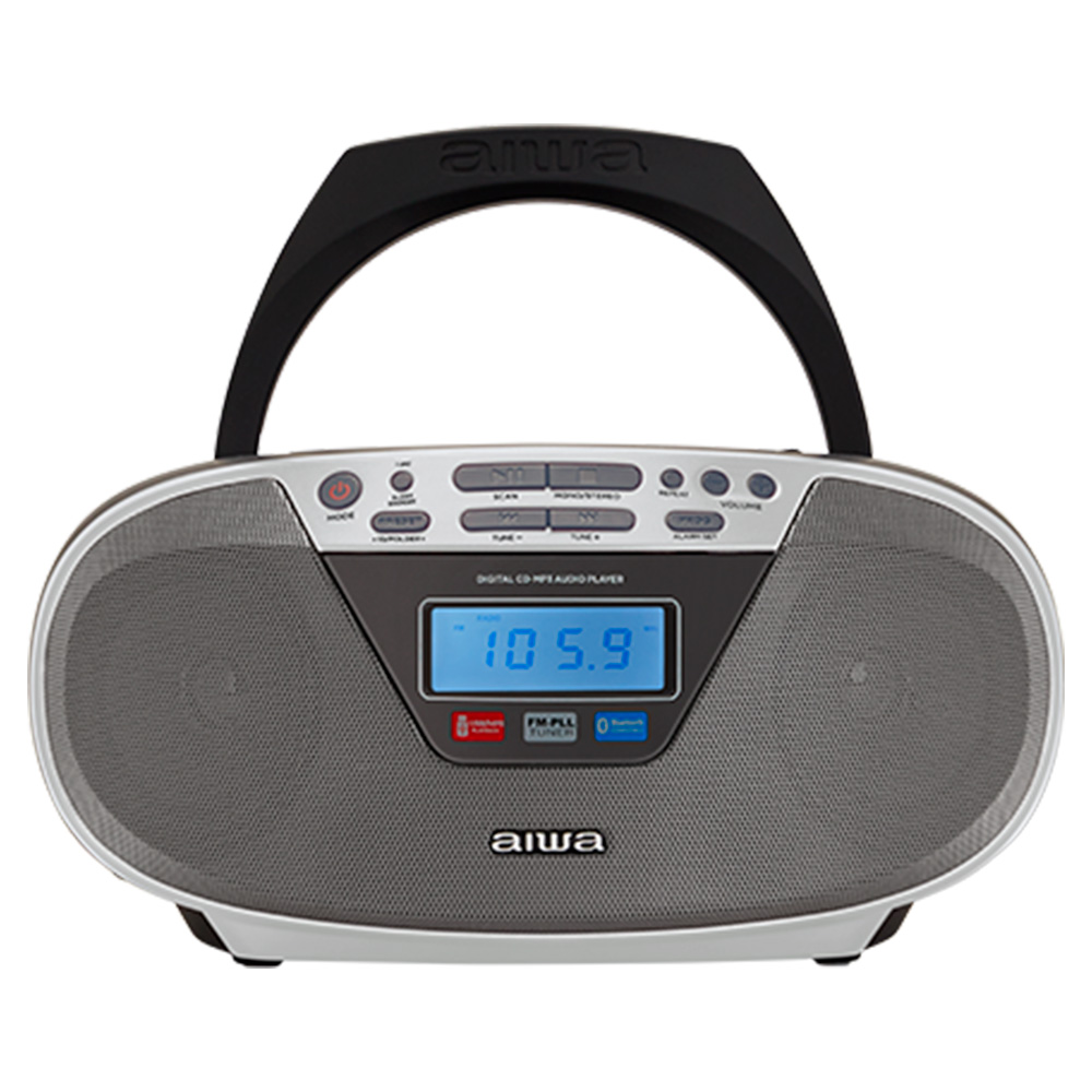 Reproductor portátil de CD/MP3/BT estéreo AIWA BBTU-400SL AC/DC color Plata
