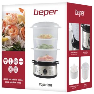Olla a vapor BEPER BC.250 Color Plateado 800W, 9 Litros
