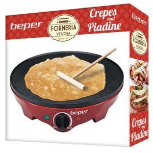 Crepera Eléctrica BEPER BT.700Y Color Rojo, Diámetro 30cm,1300W