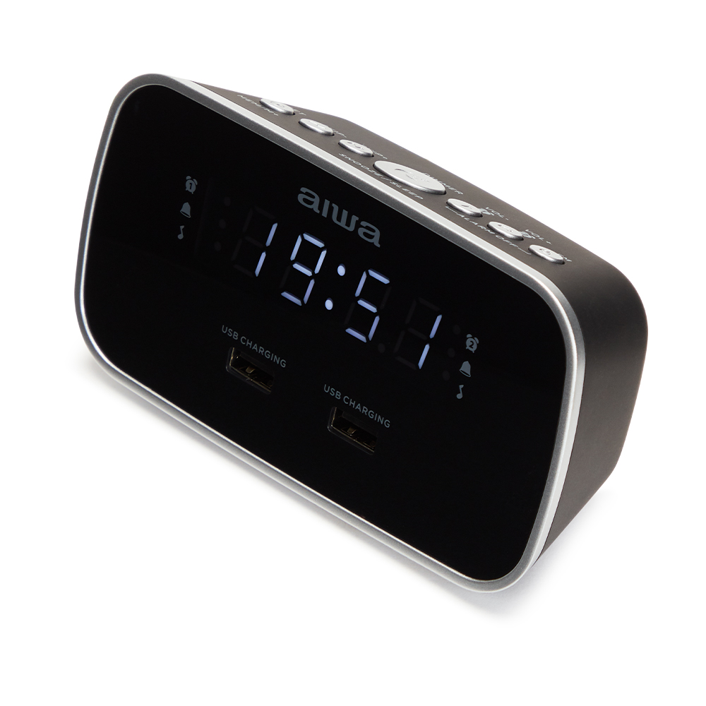 Radio Reloj Despertador AIWA CRU-19BK Color Negro, Digital, USB Charge