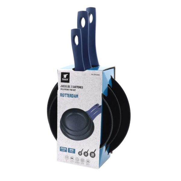 JUEGO DE 3 SARTENES Ø20,  Ø24 Y  Ø28 CM TH-FPS343 ROTTERDAM
