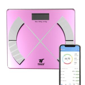 BÁSCULA DE BAÑO BLUETOOTH, VARIAS FUNCIONES, CAPACIDAD MAX.: 180 KG ROSA