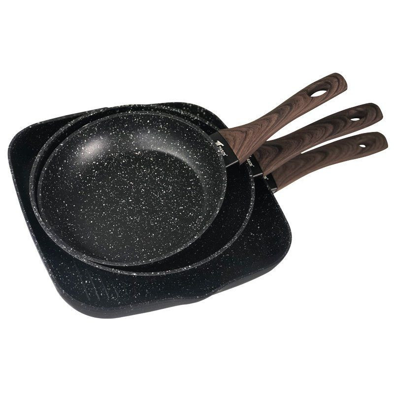 SET DE SARTENES Y GRILL  Ø20 CM, Ø24 CM, Ø28 CM.