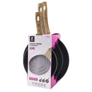 JUEGO DE 3 SARTENES  Ø20,  Ø24 Y  Ø28 CM TH-FPS342 ROME