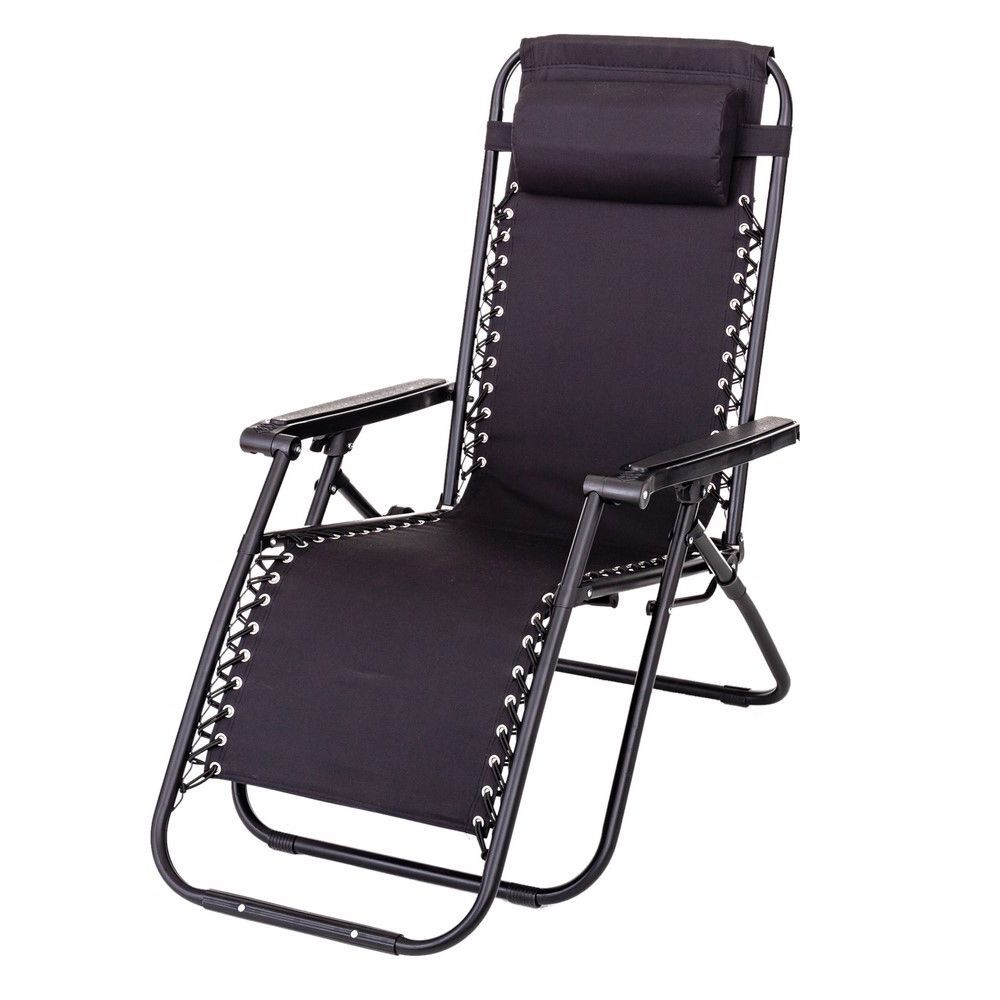 SILLÓN OXFORD NON GRAVITY ACERO NEGRO 95 X 65 X 106 CM Sillón relax non gravity basculante. Con bloqueo de seguridad. Tubo negro de 25 mm. Incluye cojín para la cabeza.