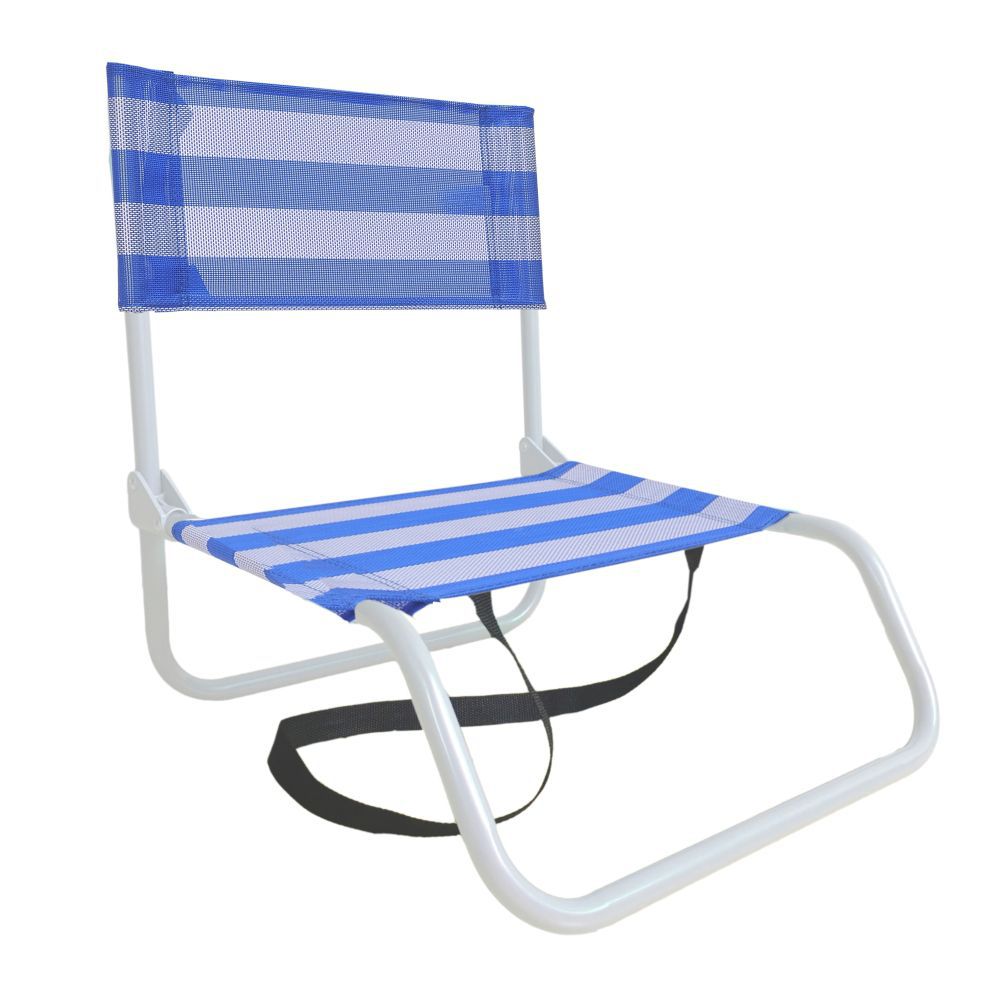 SILLA FIJA PLAYA MINI AZUL-BCO 44 X 44 X 53 CM TUBO 18MM ACERO - PINTURA EPOXY ANTICORROSIÓN- TEXTILENO 1X1