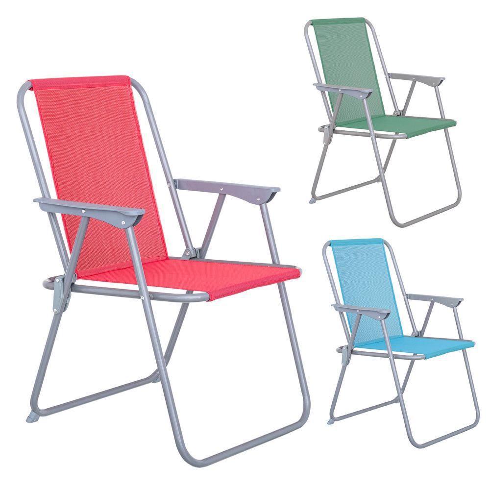 SILLA FIJA PLEGABLE HIERRO / TEXTILENO 53 X 46 X 75 CM TUBO 18 MM ACERO - PINTURA EPOXY ANTICORROSIÓN- CIERRE SEGURIDAD- TEXTILENO 1X1