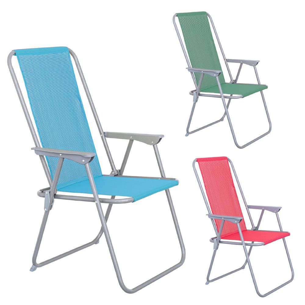 SILLA FIJA PLEGABLE HIERRO / TEXTILENO 53 X 46 X 88 CM TUBO 18 MM ACERO - PINTURA EPOXY ANTICORROSIÓN- CIERRE SEGURIDAD- TEXTILENO 1X1