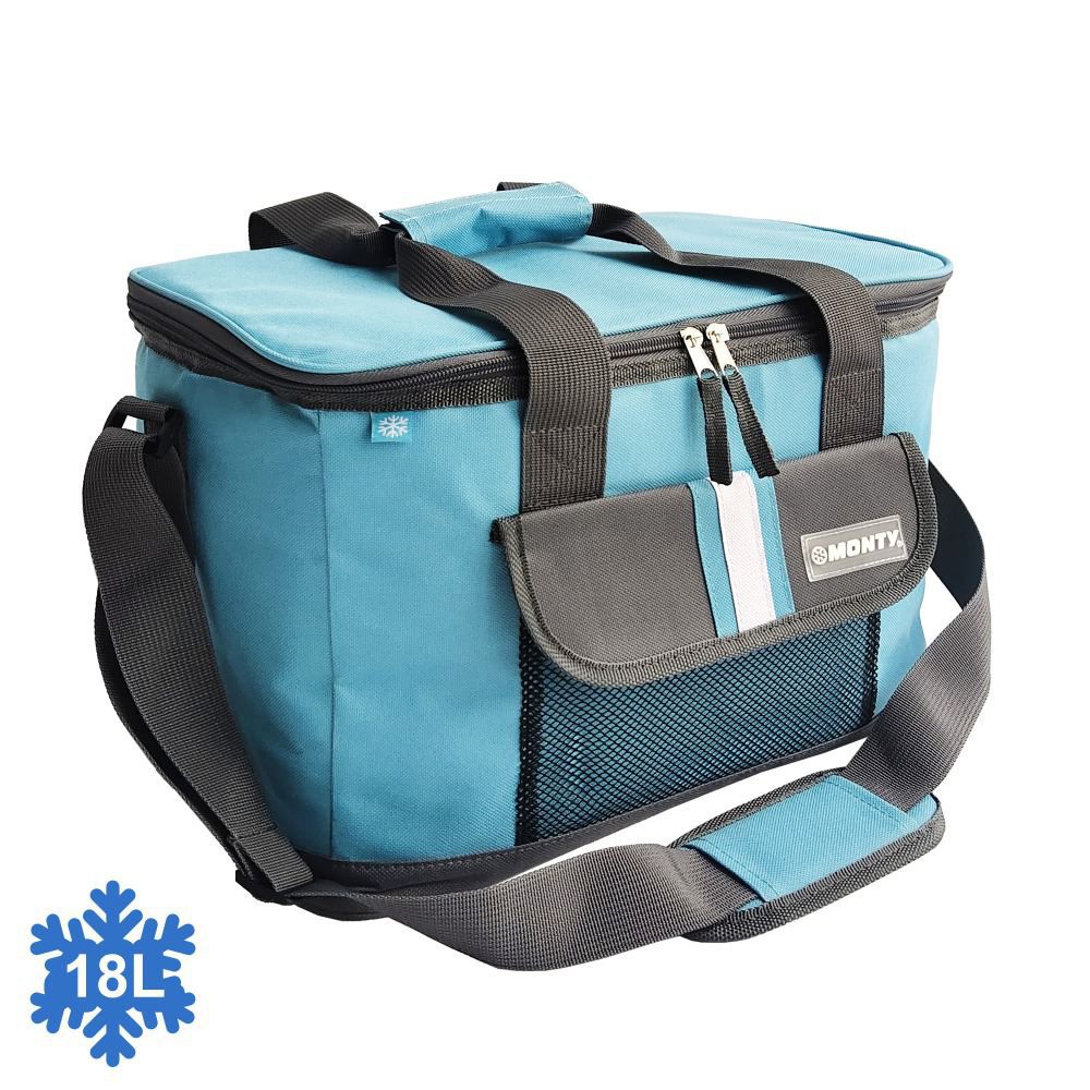 NEVERA 'CLASIC LUXURY' AZUL 36 X 22 X 25 CM BOLSA TERMICA 18 LITROS - EXTERIOR POLYESTER 600D, INERIROR RELLENO PEVA 5 MM, MANTIENE FRECURA DURANTE 8 HORAS, UTILIZAR ACUMUL