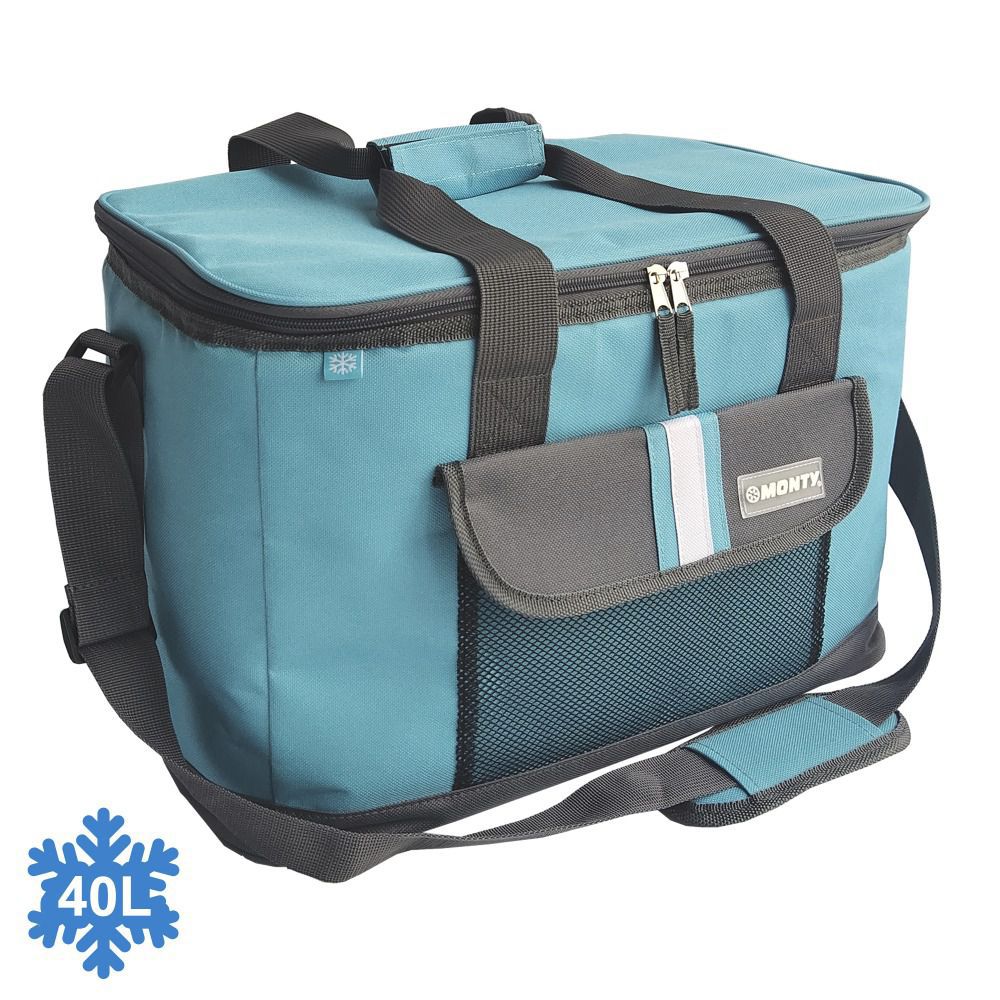 NEVERA 'CLASIC LUXURY' AZUL 46 X 28 X 32 CM BOLSA TERMICA 40 LITROS - EXTERIOR POLYESTER 600D, INERIROR RELLENO PEVA 5 MM, MANTIENE FRECURA DURANTE 8 HORAS, UTILIZAR ACUMUL