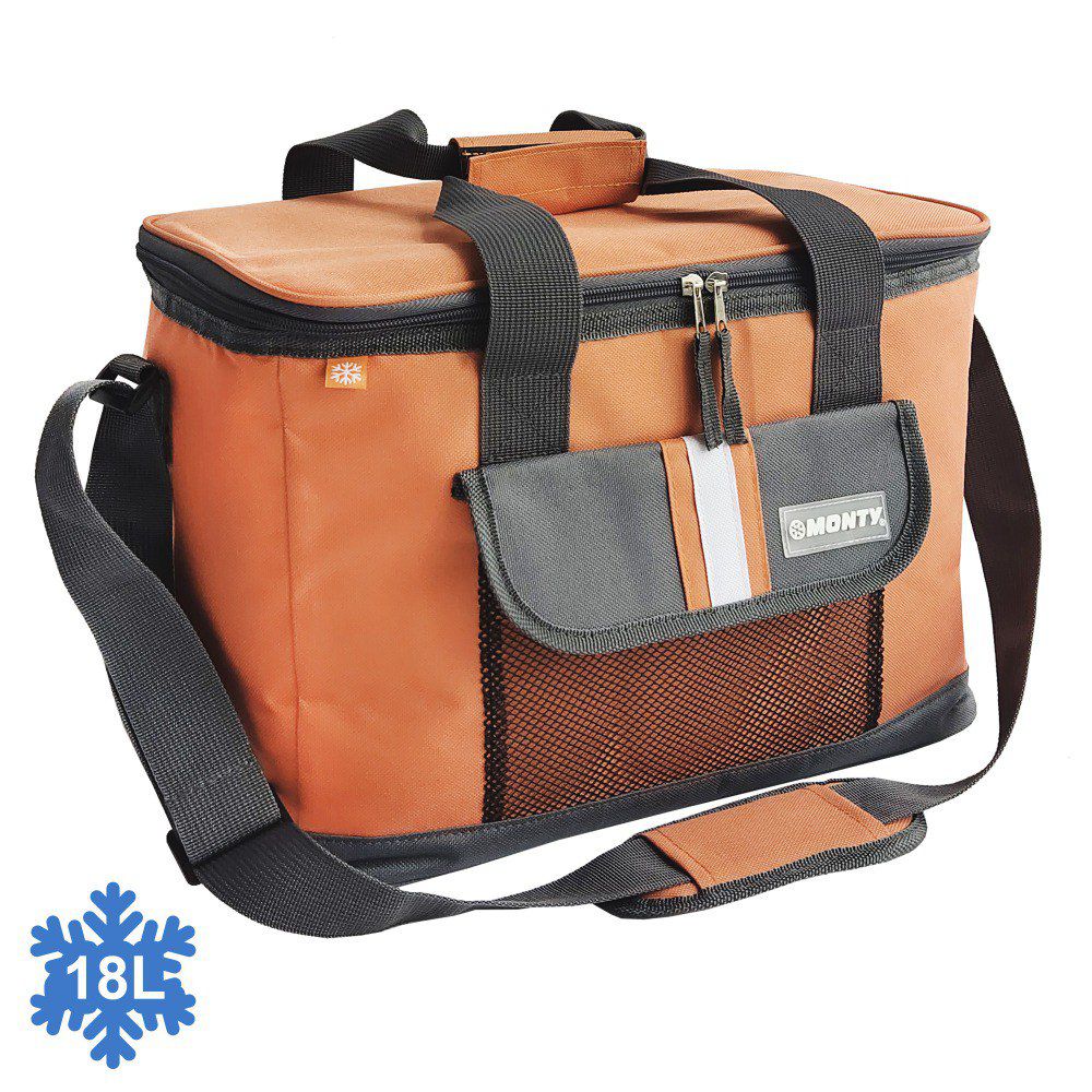 NEVERA 'CLASIC LUXURY' NARANJA 36 X 22 X 25 CM BOLSA TERMICA 18 LITROS - EXTERIOR POLYESTER 600D, INERIROR RELLENO PEVA 5 MM, MANTIENE FRECURA DURANTE 8 HORAS, UTILIZAR ACUMUL