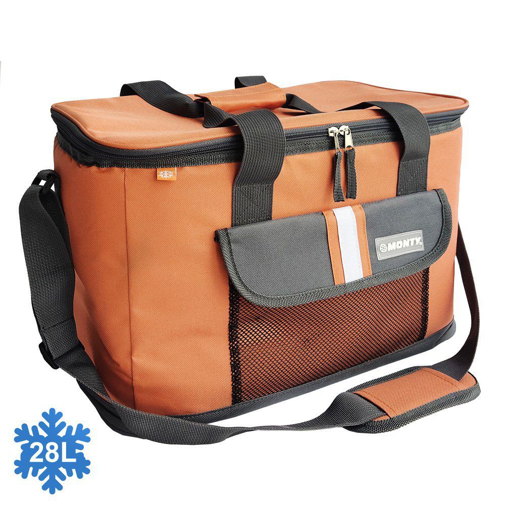 NEVERA 'CLASIC LUXURY' NARANJA 40 X 25 X 28 CM BOLSA TERMICA 28 LITROS - EXTERIOR POLYESTER 600D, INERIROR RELLENO PEVA 5 MM, MANTIENE FRECURA DURANTE 8 HORAS, UTILIZAR ACUMUL