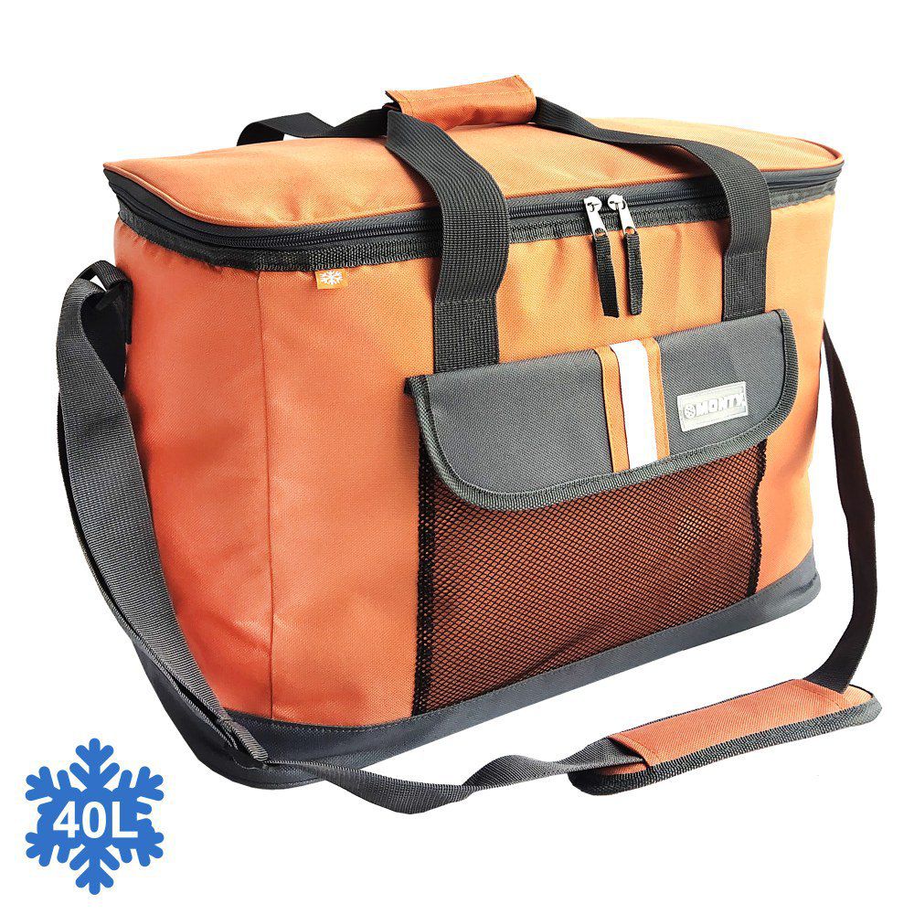 NEVERA 'CLASIC LUXURY' NARANJA 46 X 28 X 32 CM BOLSA TERMICA 40 LITROS - EXTERIOR POLYESTER 600D, INERIROR RELLENO PEVA 5 MM, MANTIENE FRECURA DURANTE 8 HORAS, UTILIZAR ACUMUL