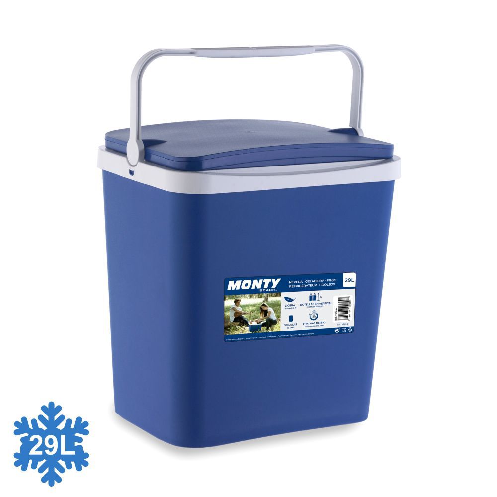 NEVERA RÍGIDA 29 LITROS MONTY 39 X 29 X 43 CM LIGERA, DISEÑO COMPACTO- CAPACIDAD 45 LATAS Y APTA BOTELLAS VERTICALES 2 LITROS