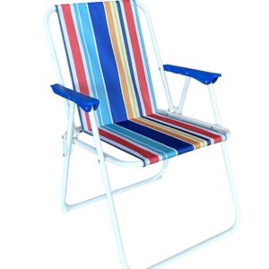 SILLA FIJA PLEGABLE HIERRO / LONA STRIPE 53 X 46 X 75 CM TUBO 18 MM ACERO - PINTURA EPOXY ANTICORROSIÓN- CIERRE SEGURIDAD- LONA POLIESTER OXFORD 600 D